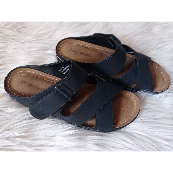 Easy Street Slip In Sandals Color Navy Blue Size 9 1/2 W Model ANNA Style - Picture 1 of 16